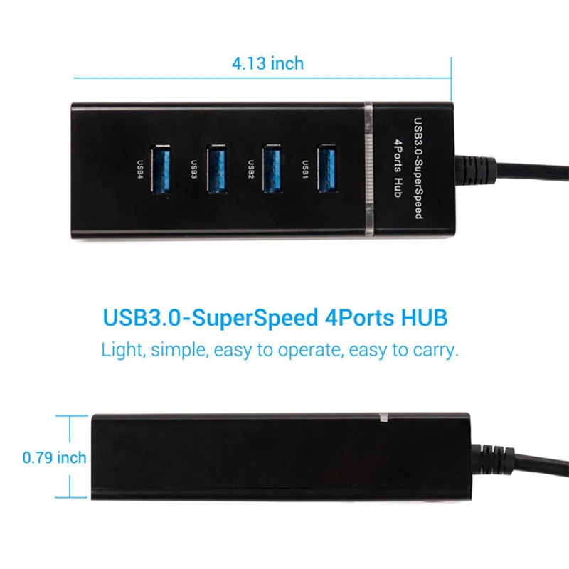 Usb-концентратор VIPATEY с 4 портами USB 3,0 концентратор портативный Быстрый концентратор данных для кабельный адаптор MacBook Air Surface Pro ноутбук ПК USB флэш-накопители и Мобильный HDD