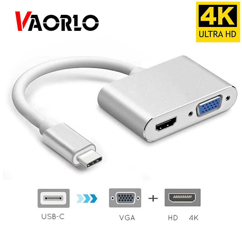 Адаптер USBC-HDMI-совместимый с 4K 30 Гц адаптер VGA Hub USB 1080 Type C USB-C To P HDTV аудио-и