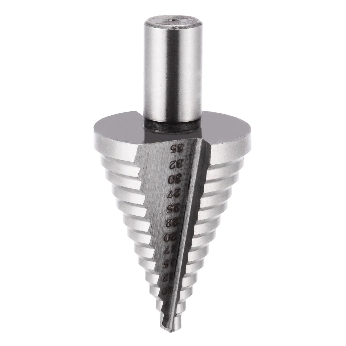1pc HSS Step Cone Drill Bit Triangle Round Shank Spiral Grooved Wood Hole Cutter 5/7/10/12/15/17/20/22/25/27/30/32/35mm