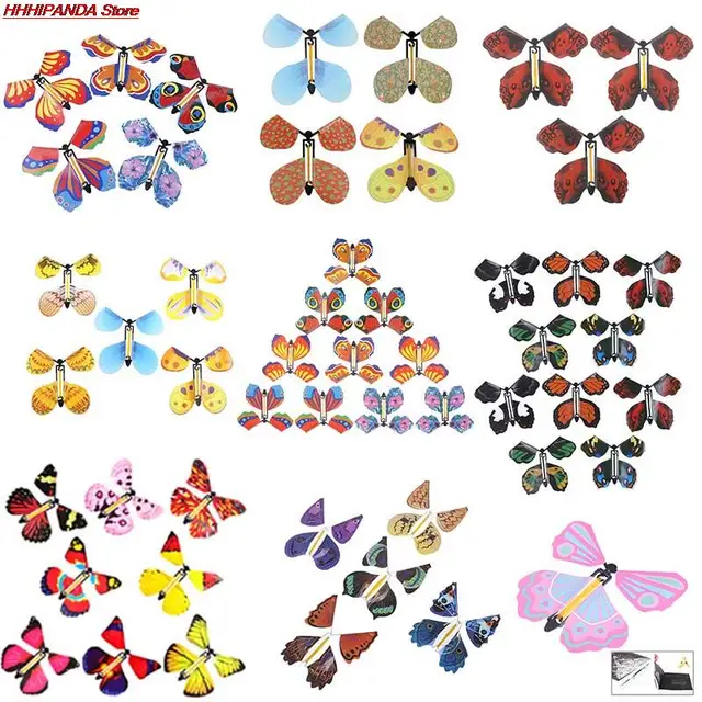 5/10pcs Magic Butterfly flying Card Toy with Empty Hands Butterfly Wedding Magic Props Magic Tricks Outdoor Toy Color Random 1