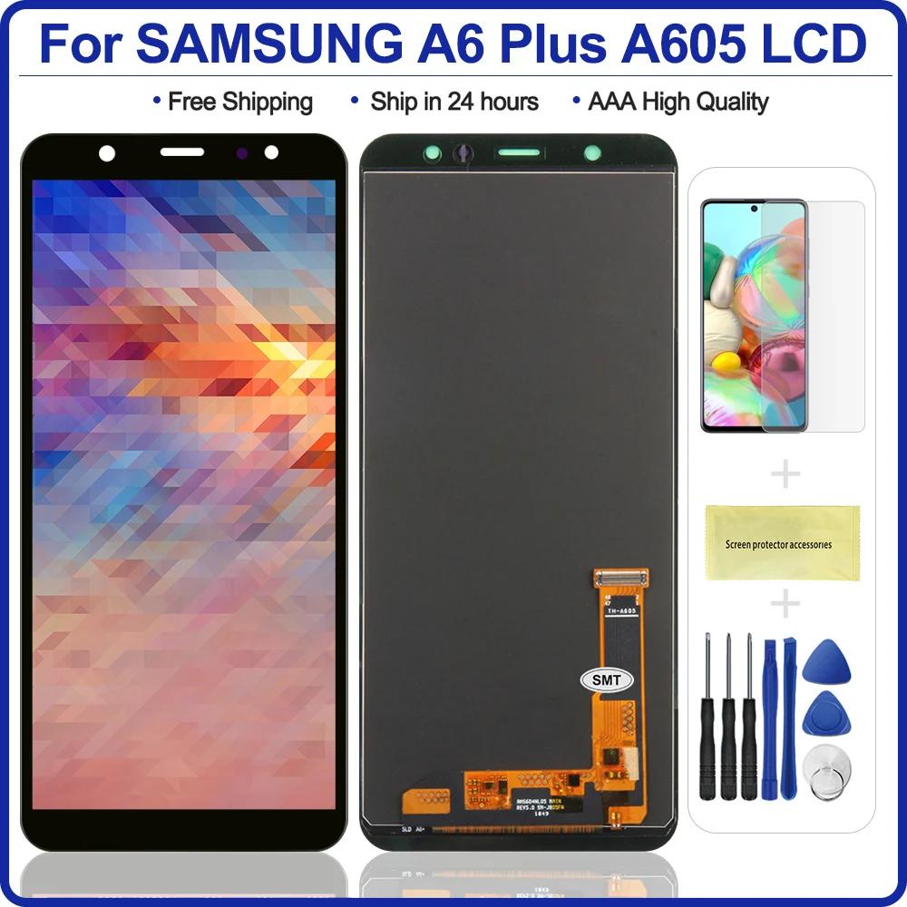 6 0 ''черный ЖК дисплей для Samsung Galaxy A6 плюс 2018 с сенсорным экраном дигитайзер в