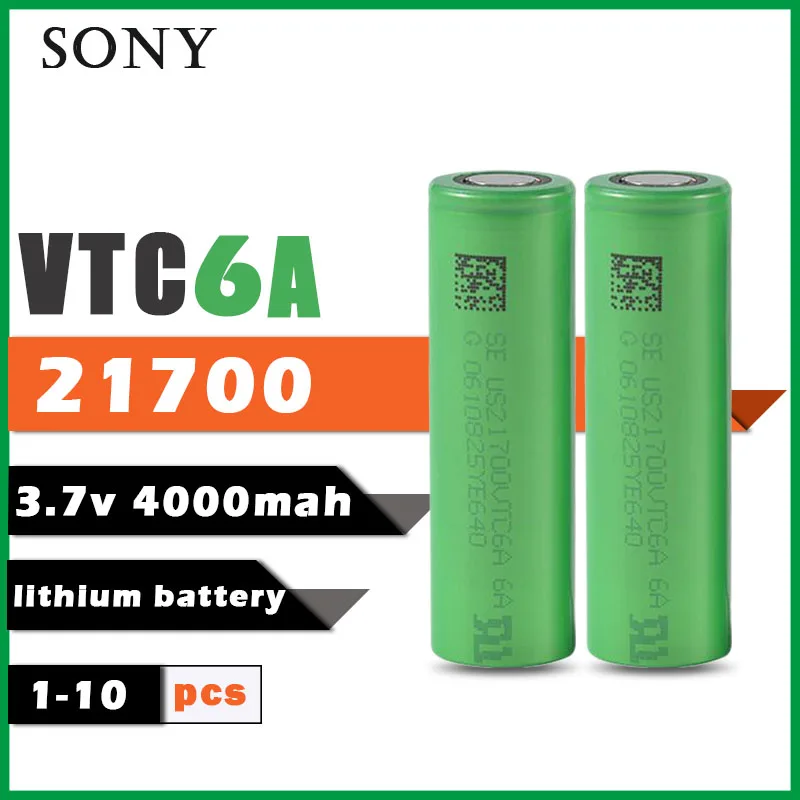 1 10 шт Sony 100% оригинал 21700 3 7 v VTC6A 4000mah литиевая аккумуляторная батарея US21700VTC6A 30A