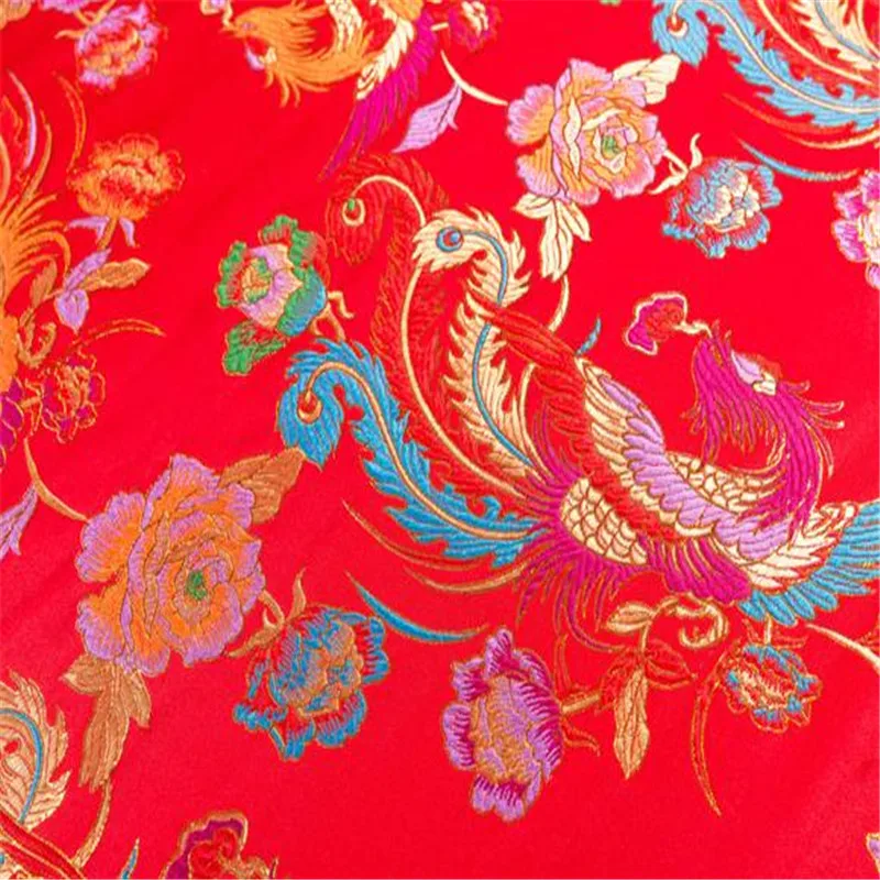 red 75x100 см мужской Феникс Pursui дизайн жаккардовым рисунком парча полиэстер ткань для Для женщин Cheongsam - Цвет: red