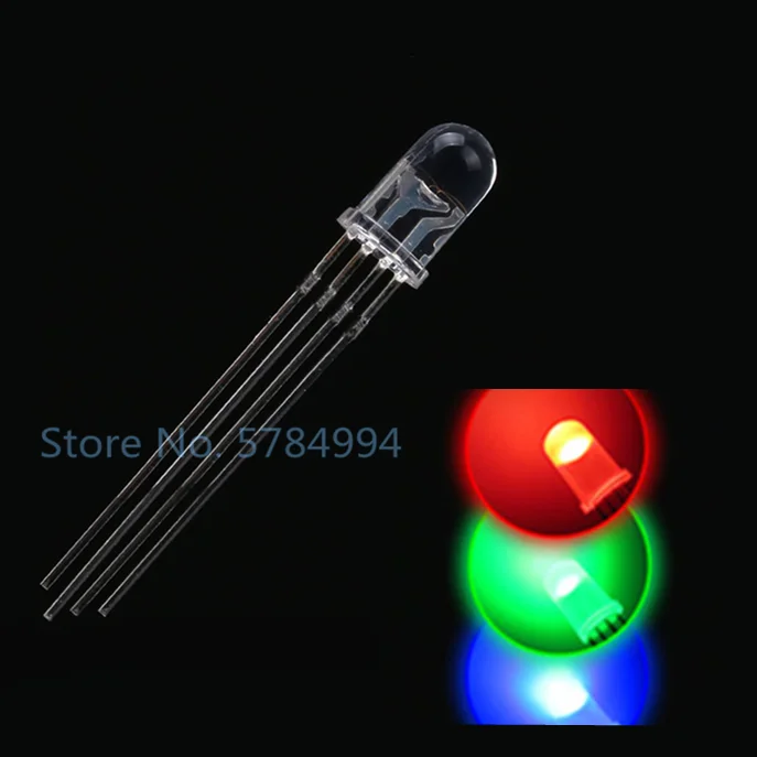 

100 шт. 5 мм RGB супер яркий светодиод общий анод 4 контакта красный зеленый синий чистая вода Светодиод F5