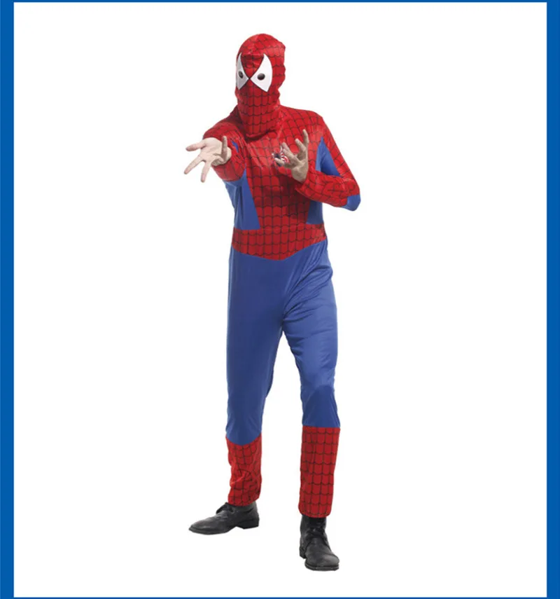 

Halloween Spiderman Costume 3d The Amazing Spider Man Mask Costume Suit Spandex Blue Red Halloween Adult Men Cosplay