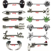 2 шт, нержавеющая сталь, Розовый Череп, ключ, крыло, ниппель, кольца, тело, сексуальное Ювелирное Украшение для пирсинга соска, подарок на день рождения для женщин, девушек