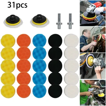 

31Pcs 3" Car Polisher Pad Buffer Gross Polishing Pads Kit Sponge Waxing Buffing