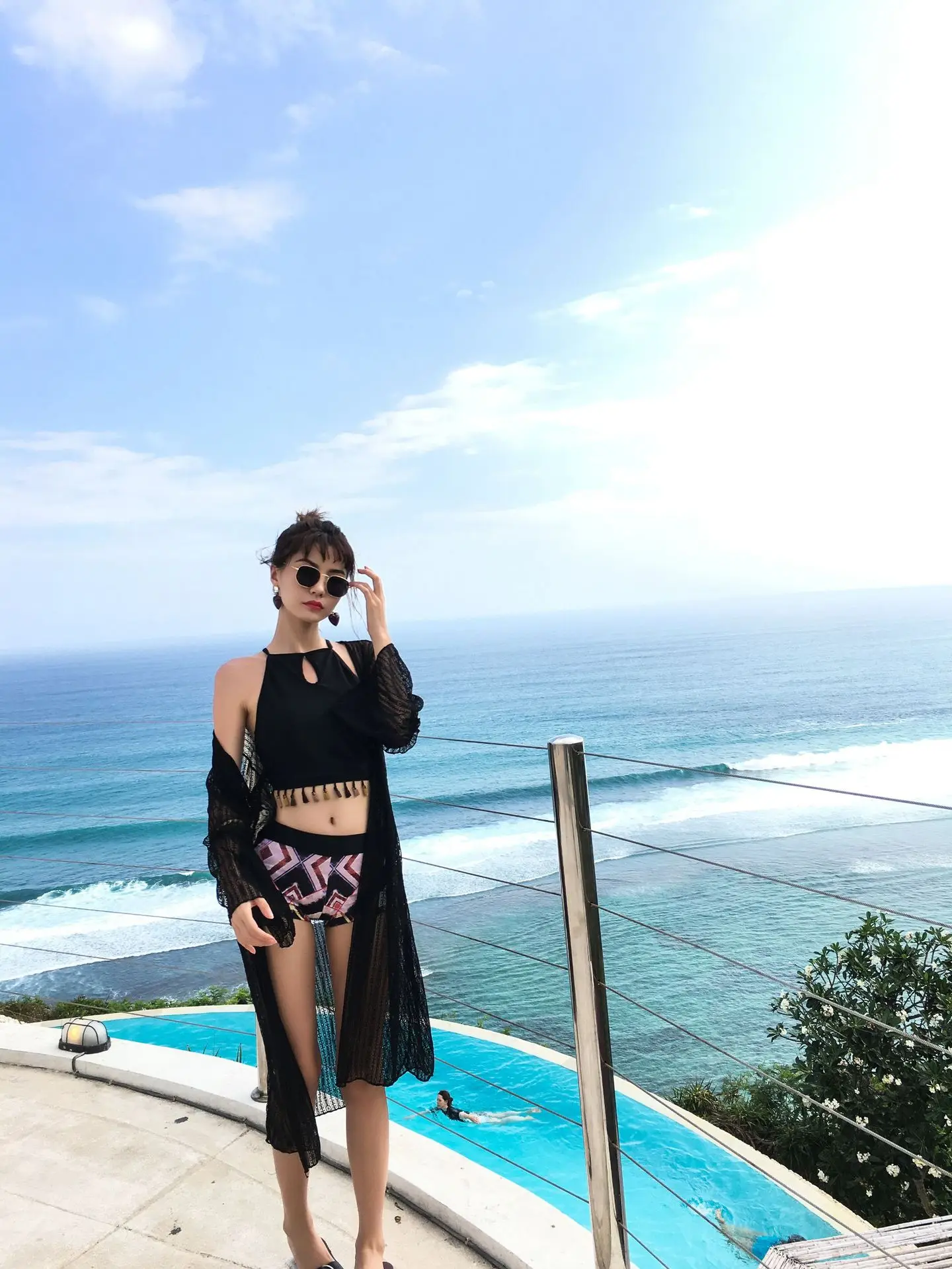 

Betis Bathing Suit Women's Three-piece Set Bikini Sexy Lace Cover-up Slimming Small Bust Underwire Push up Hot Springs Swimming