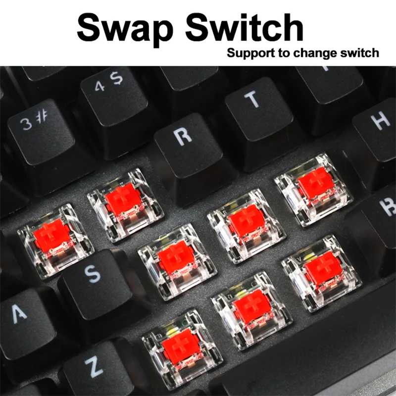 Mechanical Keyboard Black White Blue Pink Color Slim Mini Keyboard 82 Keys Swap Switch Mechanical Keyboard for Gaming Office