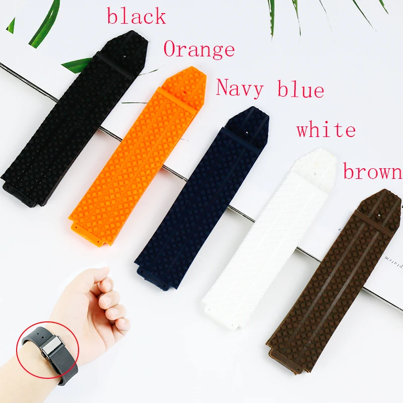 

Watch Accessories 17mmx25mm Suitable for HUBLOT Series Women's Silicone Strap 22mm Folding Buckle Rubber Men's Sports Strap