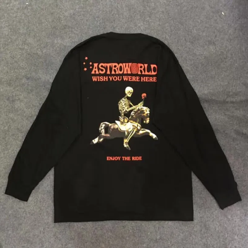 Astroworld футболка с изображением Трэвиса Скотта тур футболка "ENJOY THE RIDE" Графический астромир тройник лучшее качество Хлопок топы с длинными рукавами для мужчин