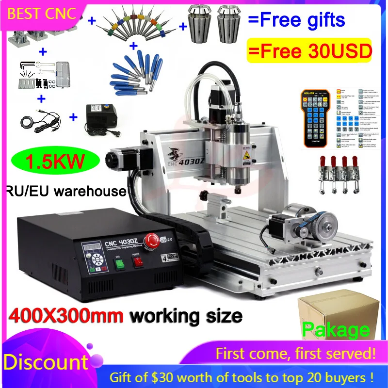 Фрезерный станок с ЧПУ 1500 Вт 1 5 кВт YOOCNC 4030 USB 3040 водяным охлаждением 4030Z фрезерный