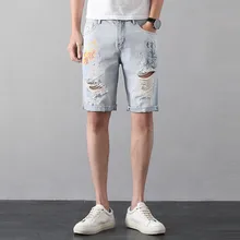 Джинсы Для мужчин новые летние рваные джинсовые шорты мужские, легкие и тонкие легкие джинсовые шорты мужские прямые брюки Размеры 28-36-38