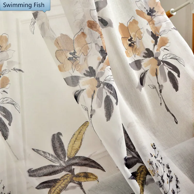Voile Curtain Floral Printing Sheer Balcony Living Room Tulle Organza Curtains Drape Blind Bedroom Home Deco | Дом и сад