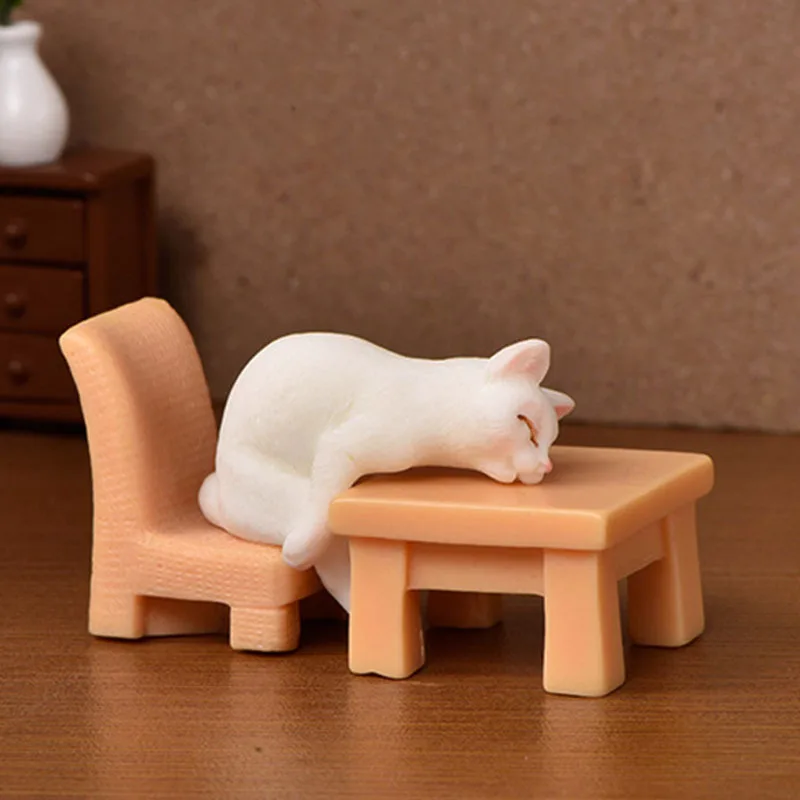 Cute Cat Stool Ornament For Kids Children Baby Garden kitten Ornament Gift Room Decoration Toy Miniature Figurines Home Decor cat toy ornaments