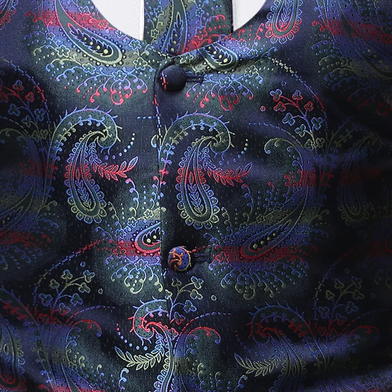 Мужской классический жаккардовый жилет с узором пейсли свадебный карманами и