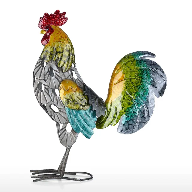 Tooarts Rooster Sculpture Modern Iron Ornament Art Decor Handicraft Shelf and Desk Decoration Vibrant Colors Animal Sculpture 2