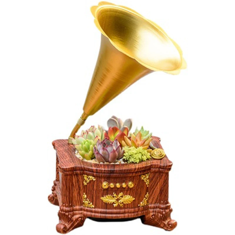 Resin Flower Pot for Succulent Plants, Desktop Potted Holder, Retro Telephone Model, Home Garden Decoration, Ornaments Gifts