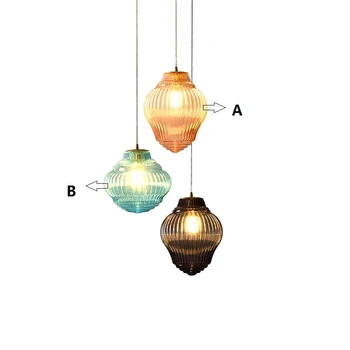 

2019 New Nordic ins personality vintage brass glass Pendant Lamp Aisle restaurant bedroom bedside bedside Japanese Pendant Lamp
