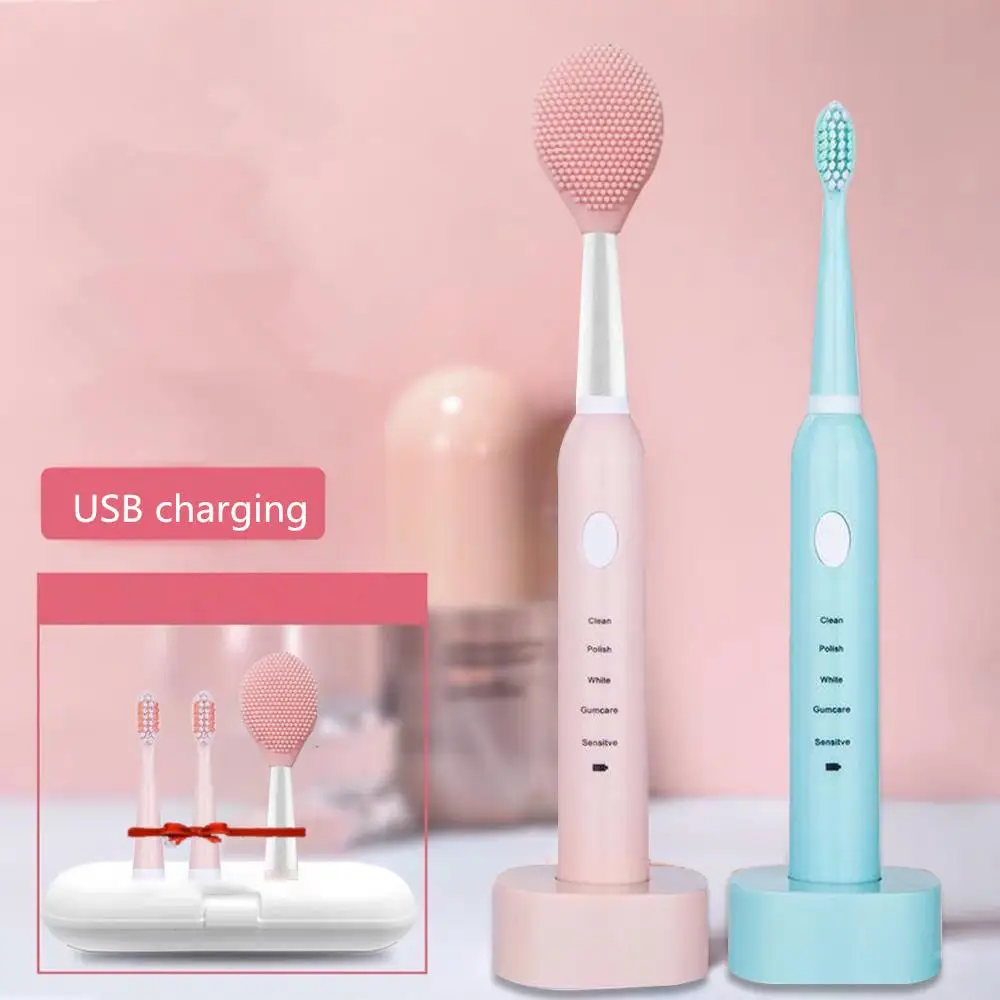 

Camfutr Sonic Electric Toothbrush Set Brush USB Rechargable Soft Bristle Full-automatic Waterproof Teeth Brush