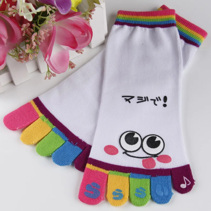 New Hot-Sell Women's Five Toe Socks 3Pairs/Lot Cartoon Skid Resistance 5 Finger Socks Lady And Women Colorful Finger Cotton Sock ankle socks women