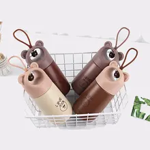 Термокружка с двойными стенками и рисунком медведя из мультфильма, Термокружка для кофе, чая, кружка для путешествий, портативная кружка, Термокружка, бутылка