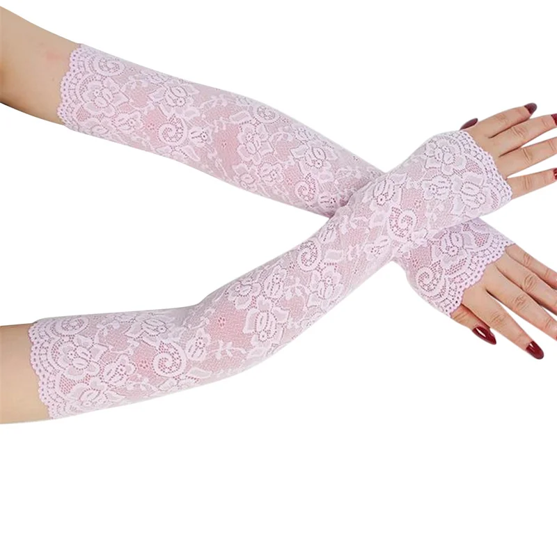 

Summer Long-sleeved Sun Protection Gloves For Women Mesh Lace UV Thin Bike Breathable Cycling Gloves Driving Arm Warmers Sleeves