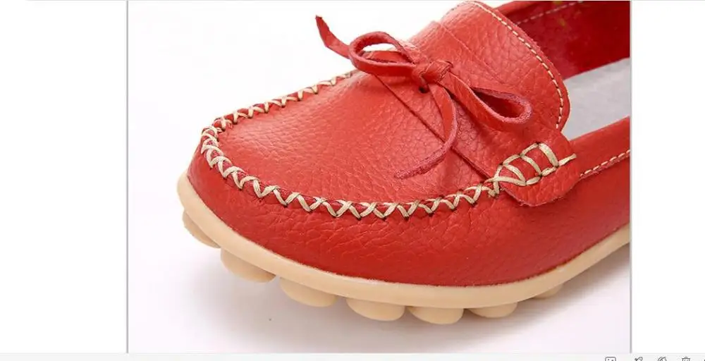 Women Flats Red Genuine Leather shoes female fashion casual comfortable women shoes solid Autumn shoes woman ladies shoes