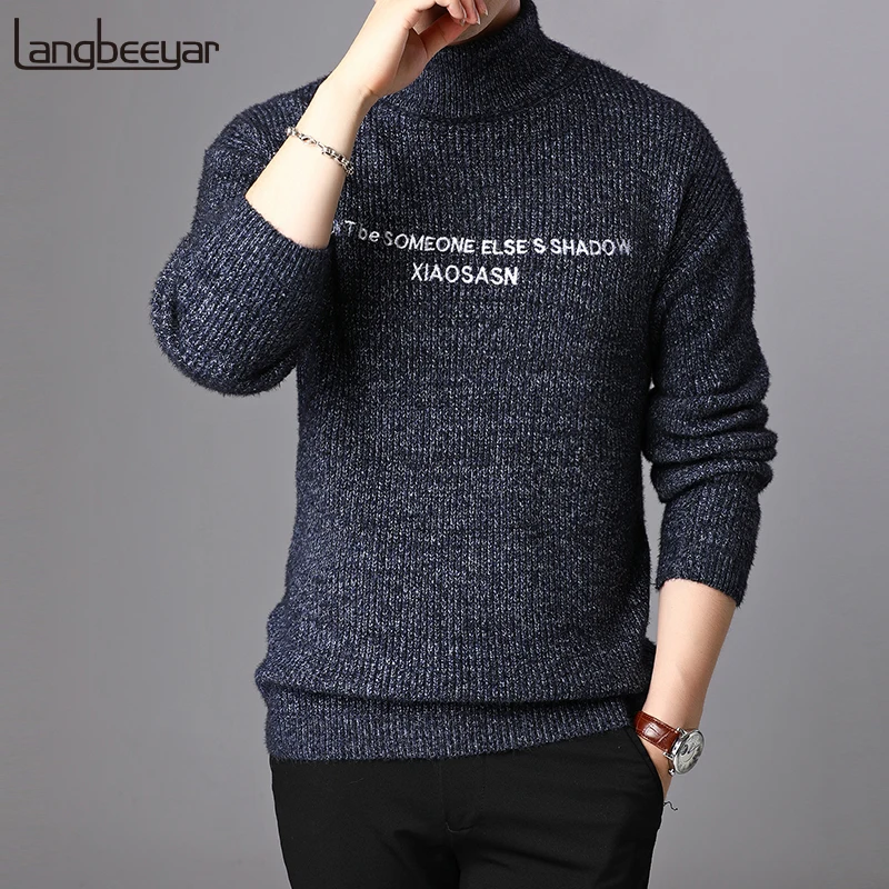 

2019 New Fashion Brand Sweater Man Pullovers Turtleneck Slim Fit Jumpers Knitwear Woolen Autumn Korean Style Casual Men Clothes