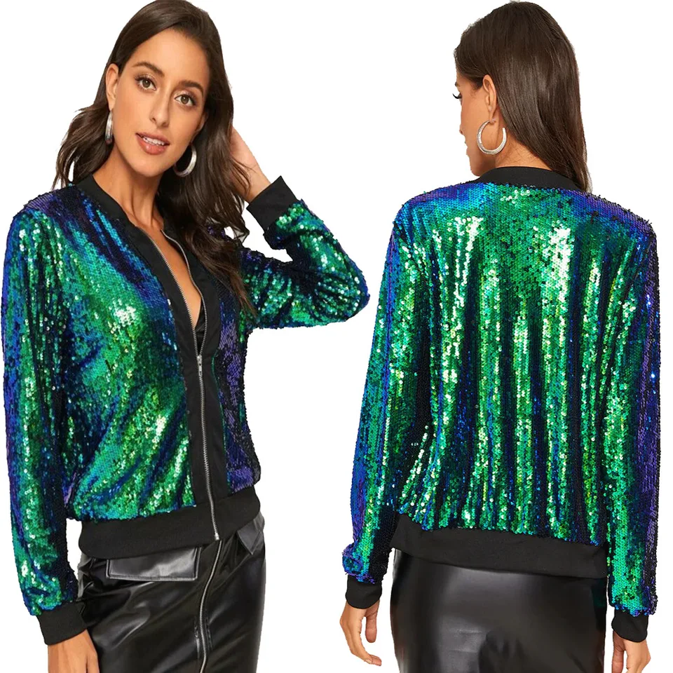 green sequin cardigan