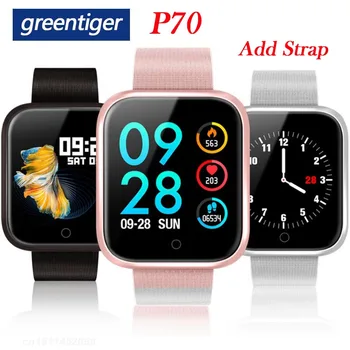 

Greentiger P70 Smart Watch Women Men FitnessTracker Heart Rate Monitor Blood Pressure Oxygen Sport Tracker Smartwatch VS P68 P80