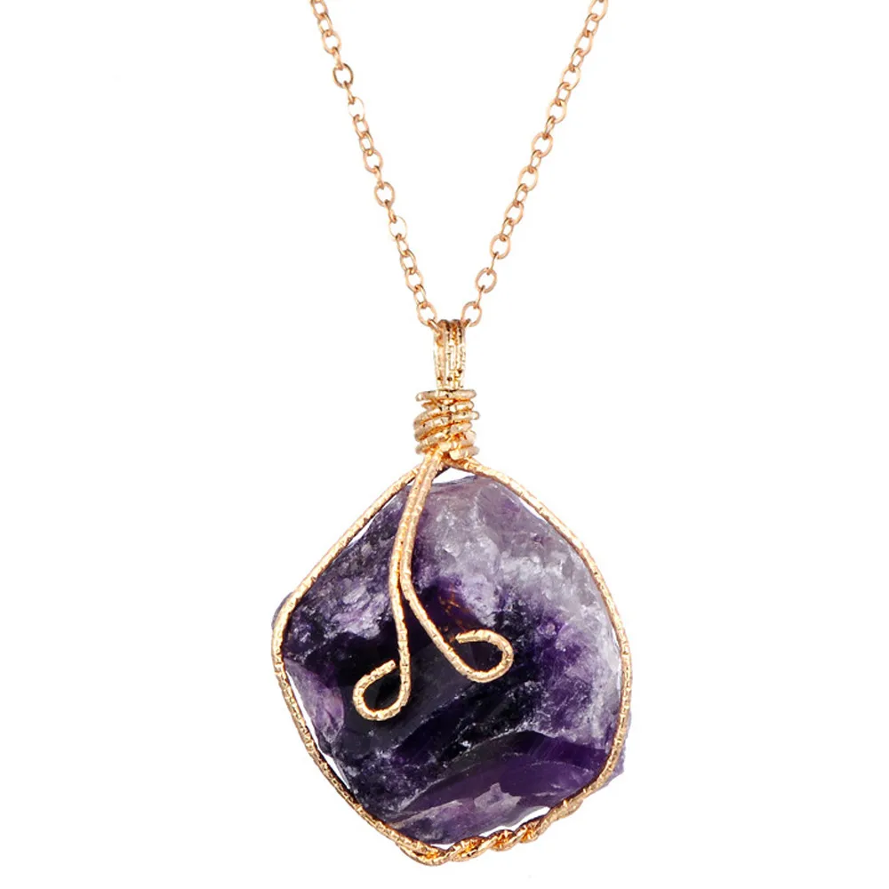 2020 Элегантный и стильный камень кулон Радуга натуральный кристалл чакра рок