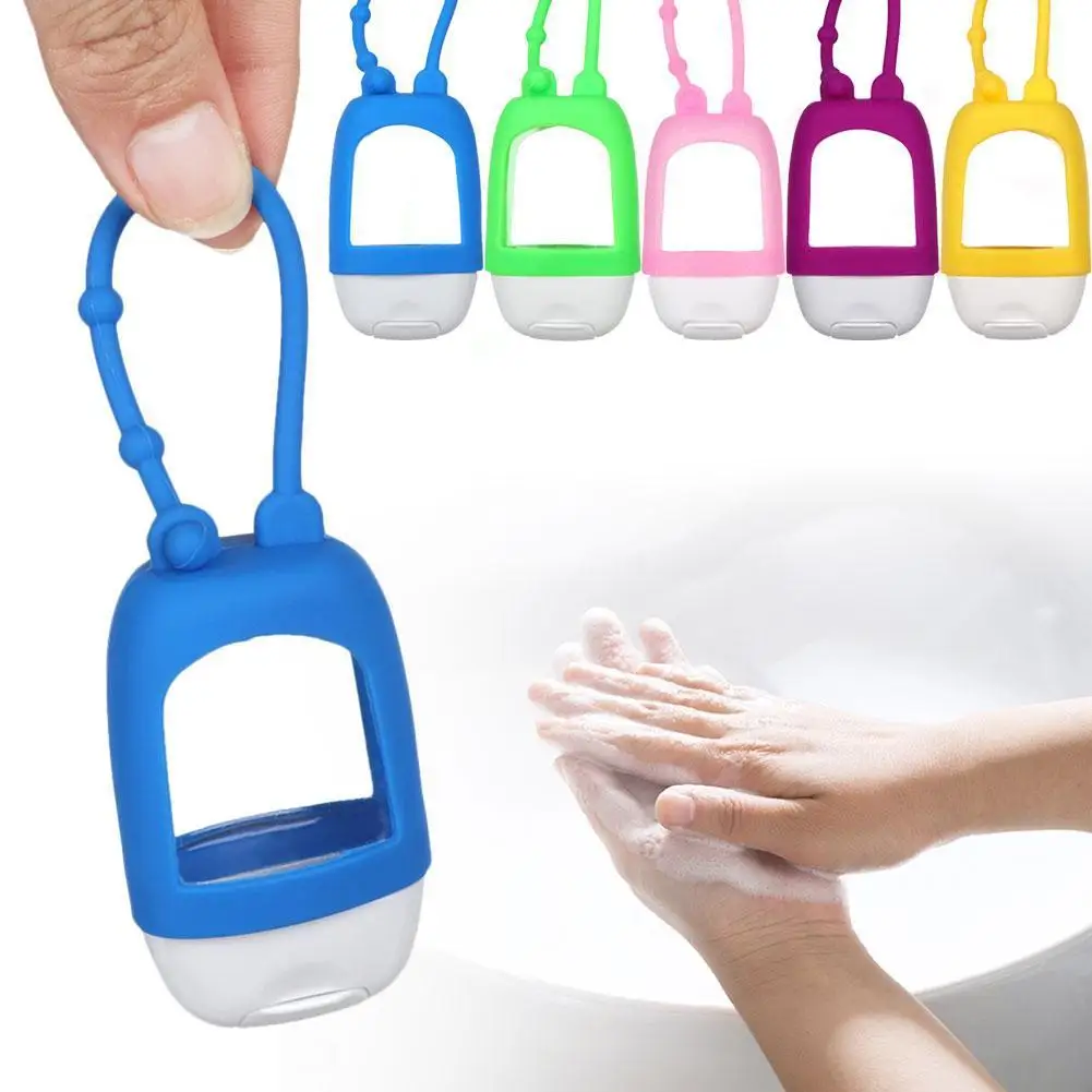 

30ml Portable Hand Sanitizer Bottle Reusable Travel hand Keychain Container Gel Soap Silicone Sub-bottling Holder Durable E R9C7