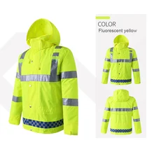 Желтый Защитный дождевик водонепроницаемый светоотражающий высокая видимость со съемным капюшоном защитный дождевик дорожная куртка для взрослых