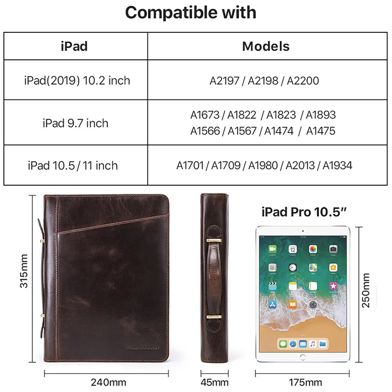 Ретро нубук кожаный чехол для iPad Pro 10 5 &quotAir 3 2 11 9 Ring Binder Padfolio B5 папка планшета 7"