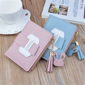 

2020 Wallet Ladies Short Zipper Wallet Female Student Korean Version With Tassel Fashion Coin Purse Card Bag Zipper Pocket