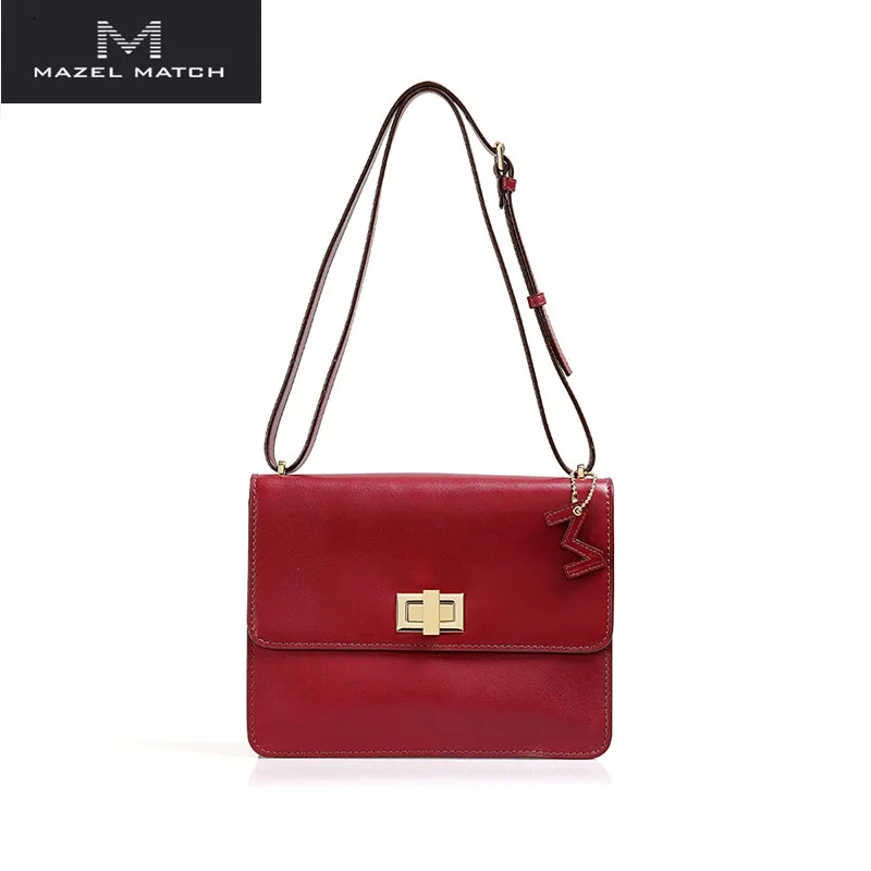 

Fashion Lady Burgundy Box Purse Genuine Leather Cover Closure Women's Messenger Bag Authentic Cow Skin Female Flap Shoulder Bag