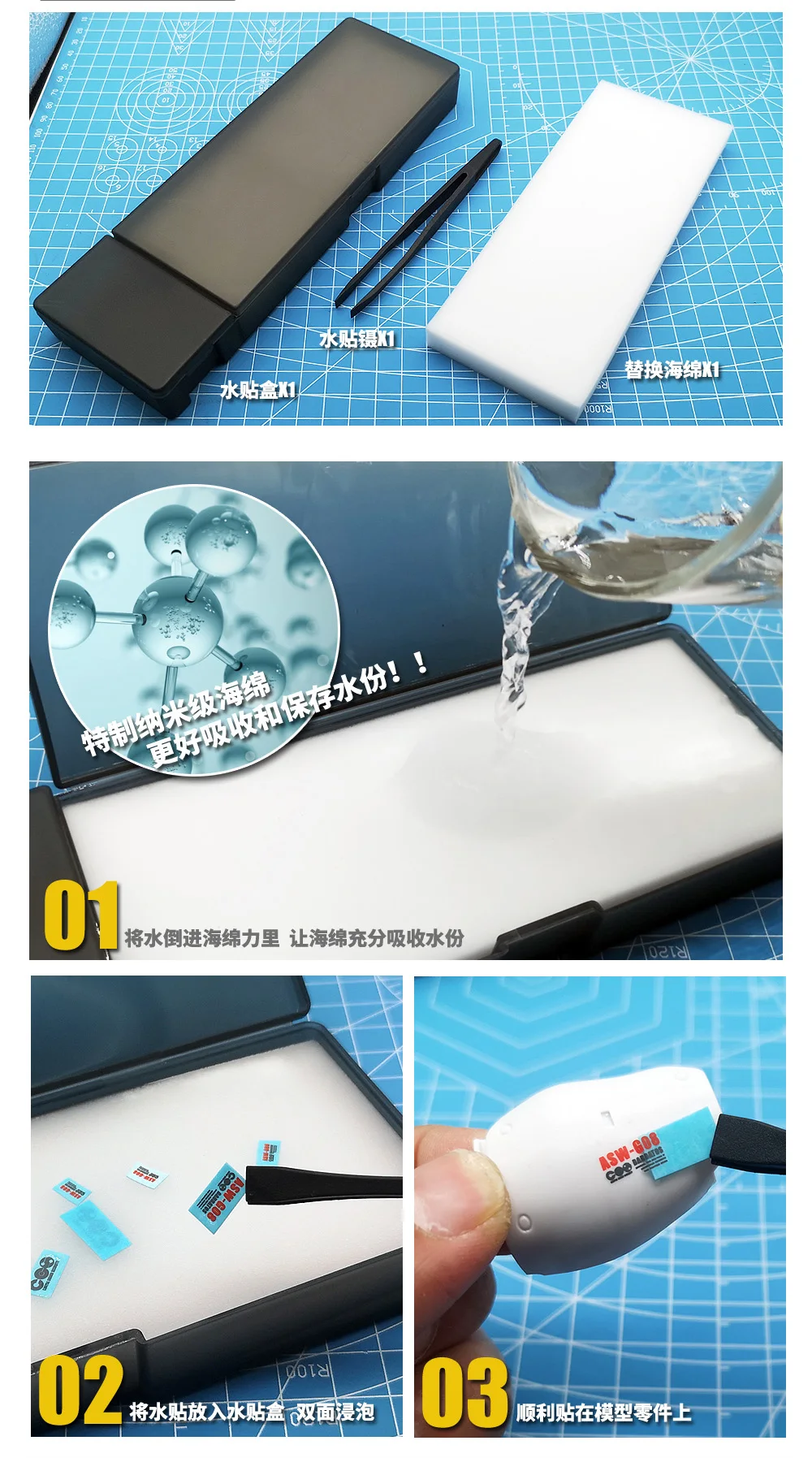 Model Decal Tool Set Water patch immersion separation Water sticker box Model Tools