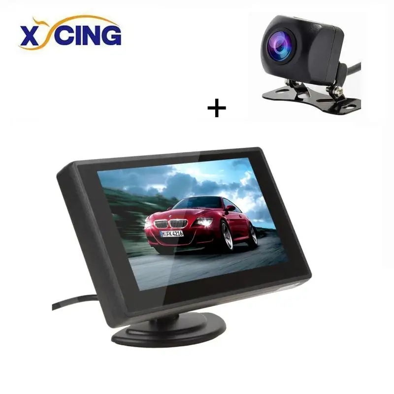 XYCING 4,3 дюймов Автомобильный монитор TFT lcd дисплей камера s камера заднего вида парковочная система для автомобиля заднего вида NTSC PAL - Цвет: Monitor-Camera