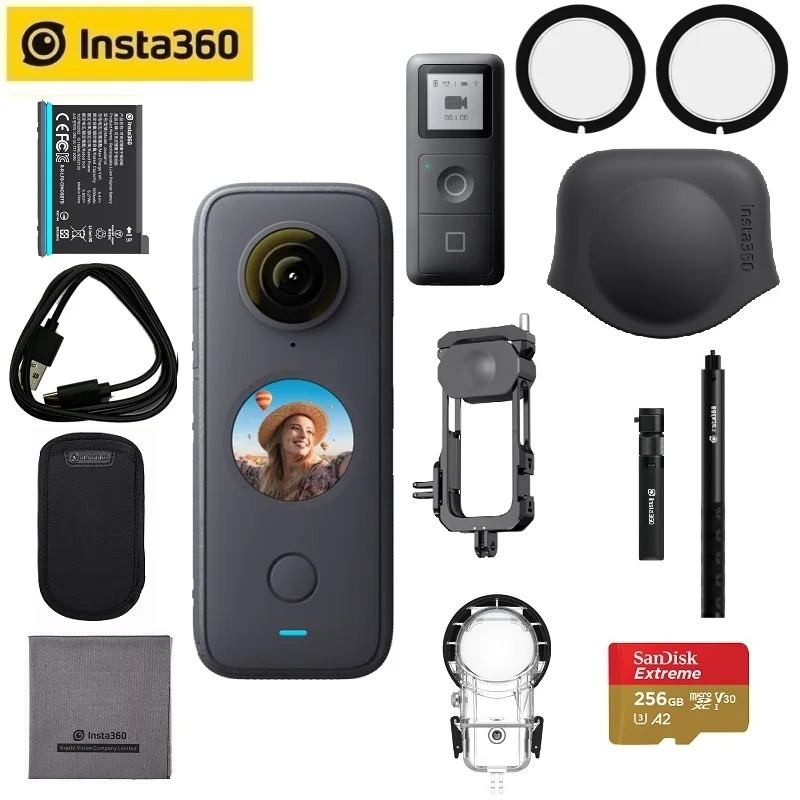 Insta360-Cámara de acción deportiva One X2, 5,7 K, vídeo impermeable a 10M, estabilizador de flujo, modo estable