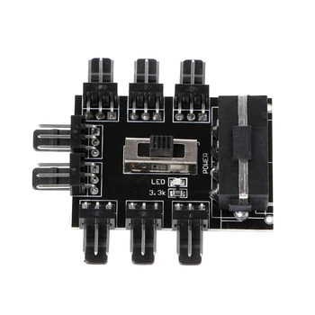 

PC IDE Molex 1 To 8 Way Splitter Cooling Fan Hub 3-Pin 12V Power PCB Adapter