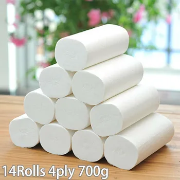 

Fast Shopping 14 Rolls/Pack Home Kitchen Toilet Roll Paper Tissue Smooth Soft 4-Ply Toilet Paper Household Cleaning Paper Towels