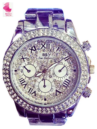 Женские Роскошные модные стальные часы для мужчин со стразами Reloj сверкающие