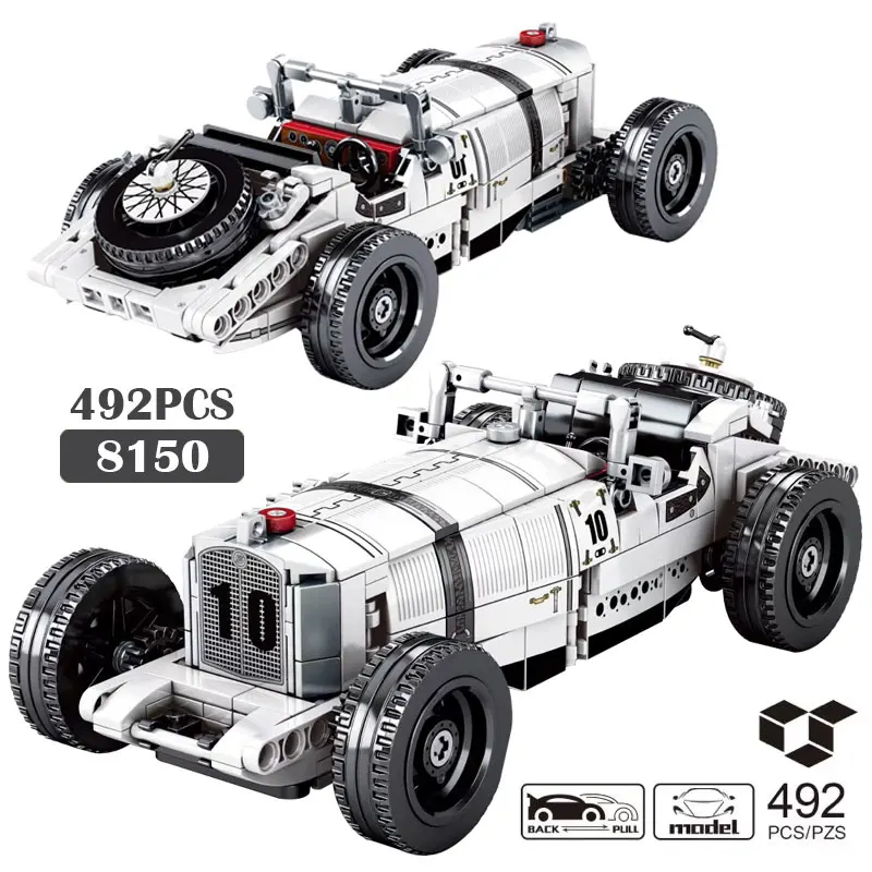 Retro clássico carros crianças brinquedos blocos de construção cidade técnica longo veículo supercarro modelo de corrida montado tijolos natal diy presente