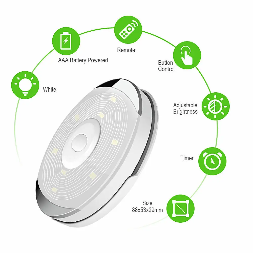  Dimmable Lighting LED Battery Puck Lights with Remote Control Touch Sensor Under Cabinet Lights for - 4000093371919