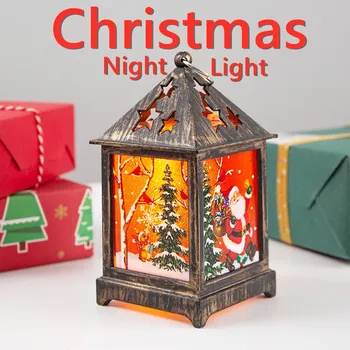 

New Christmas Decor Creative Santa Claus Snowman Night Light Retro Wind Lantern Christmas Decoration Desktop Decor Lights