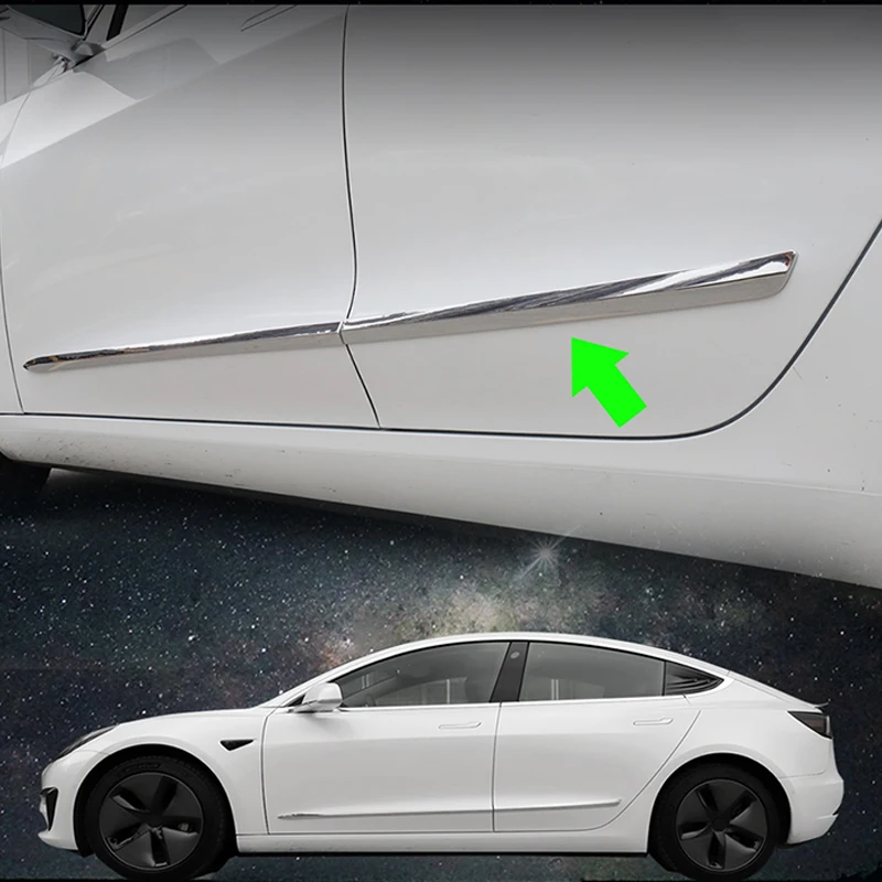 Fit for Tesla Model 3 Car Styling ABS Car Body Door Moulding Decor Cover Trim 4pcs Auto Accessories