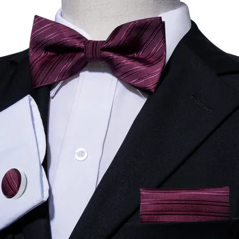 

Dropshipping Tuxedo Bow Tie for Men Adjustable Formal 100% Silk Bow Tie Butterfly Bowtie Deep Red Tuxedo Bows Groom Prom Party