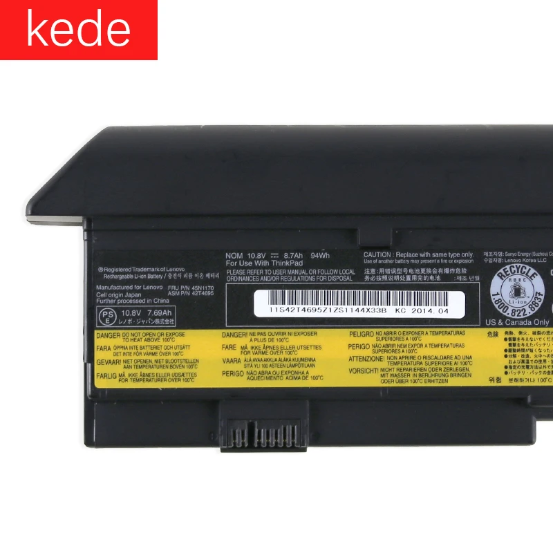 Kede аккумуляторная батареядля ноутбука lenovo ThinkPad X200 X200S X201 X201I 42T4834 42T4535 42T4543 42T4650 42T4534 45N117 94Wh 9-ти жильная