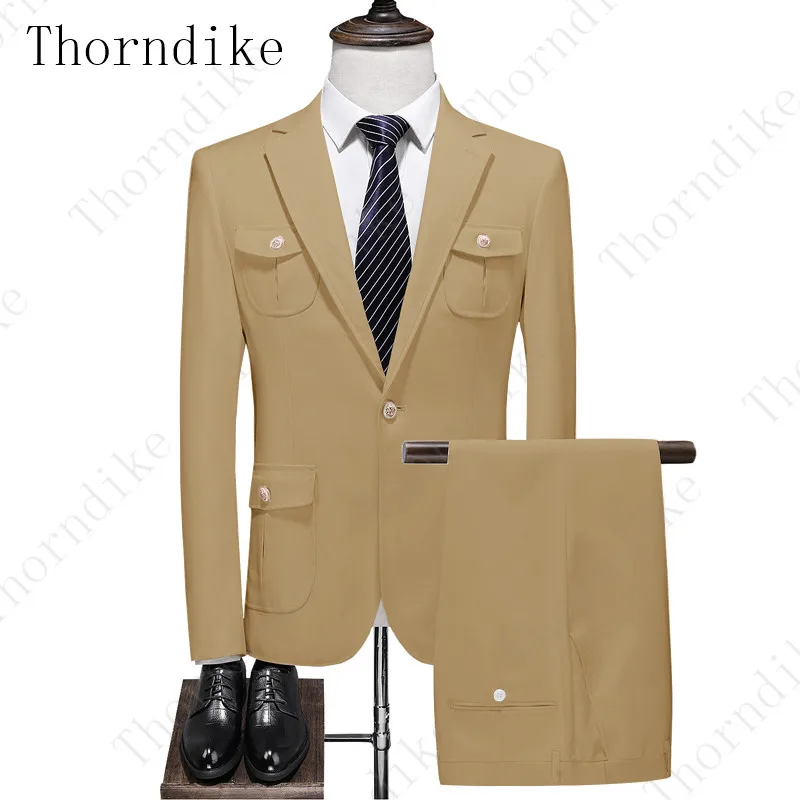 suit 9 Thorndike Tide мужские красочные модные свадебные костюмы размера плюс 5XL желтый розовый зеленый синий фиолетовый костюмы пиджак и брюки смокинги - Цвет: suit 9